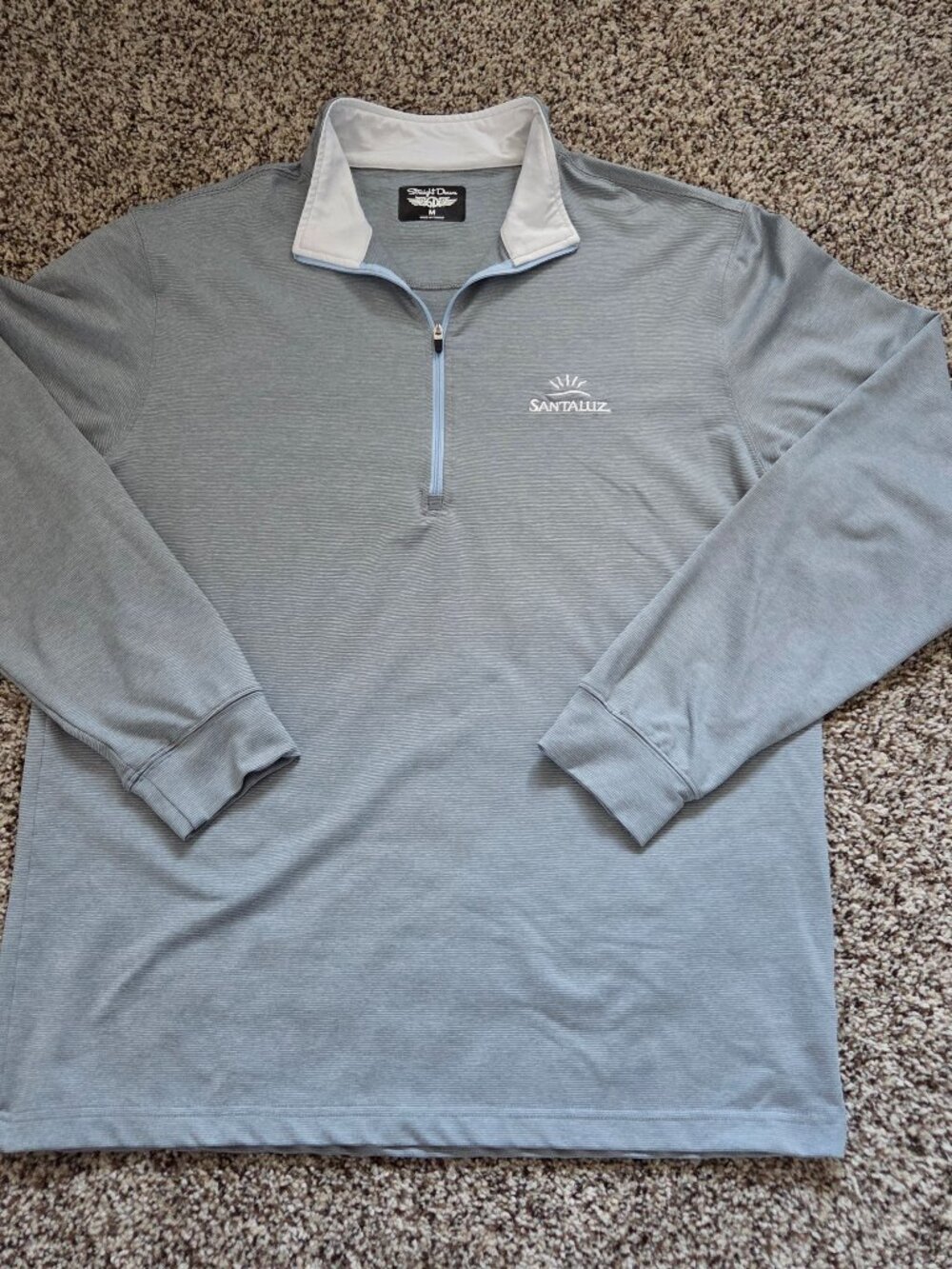 Straight Down 1/4 Zip Pullover Mens M Gray Long Sleeve Santaluz Logo Stretch